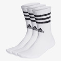 adidas Ponožky 3-Stripes Cushioned Crew – 3 páry 