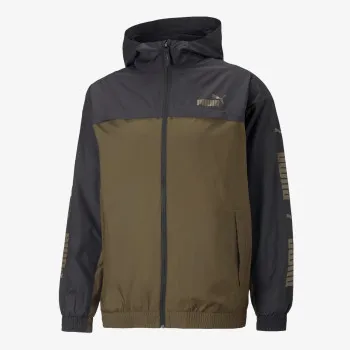 PUMA COLOURBLOCK HOODED WINDBREAKER DEEP OLIV 