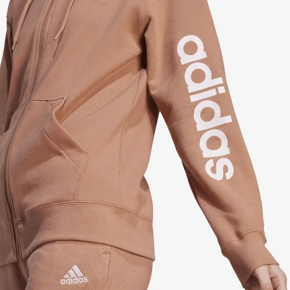 adidas Mikina Essentials Linear Full-Zip French Terry Hoodie 