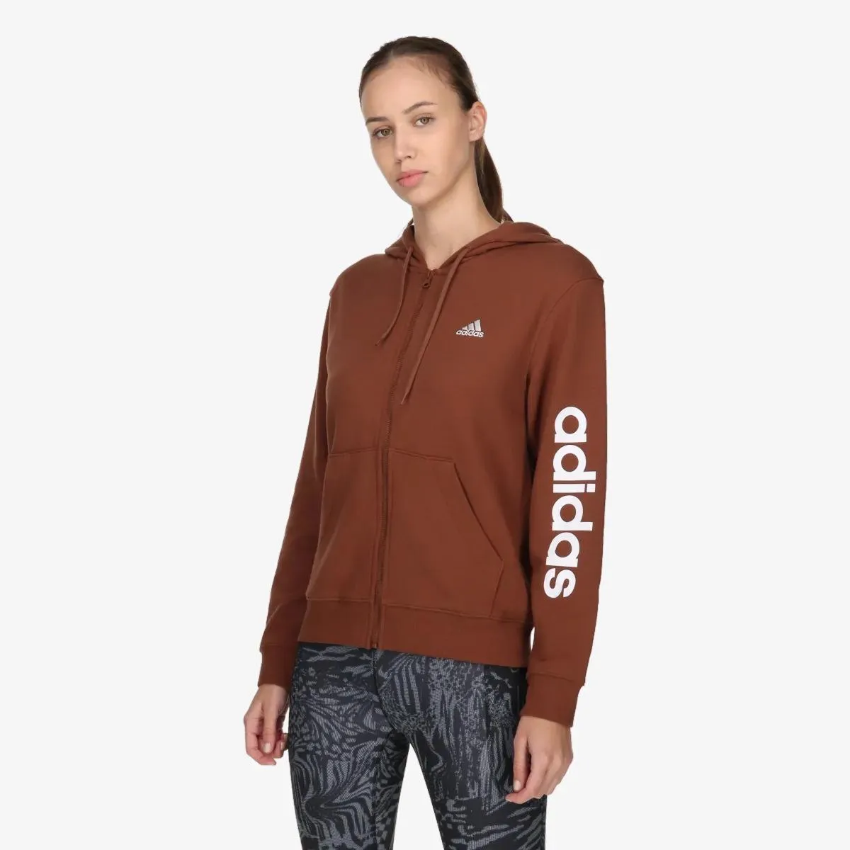 adidas Mikina Essentials Linear Full-Zip French Terry Hoodie 